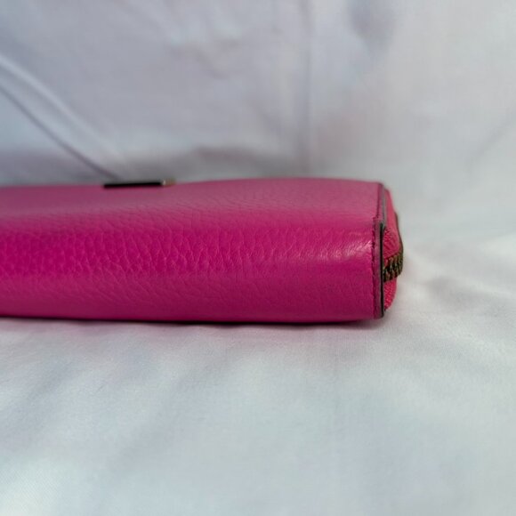 Kate Spade Bright Pink Long Zippy Zip Around Organization Leather Wallet Large - Picture 3 of 15